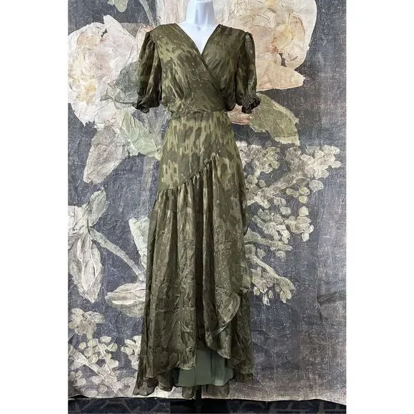 New Anthropologie Biscayne Ruffle Wrap Dress size L - Picture 5 of 10